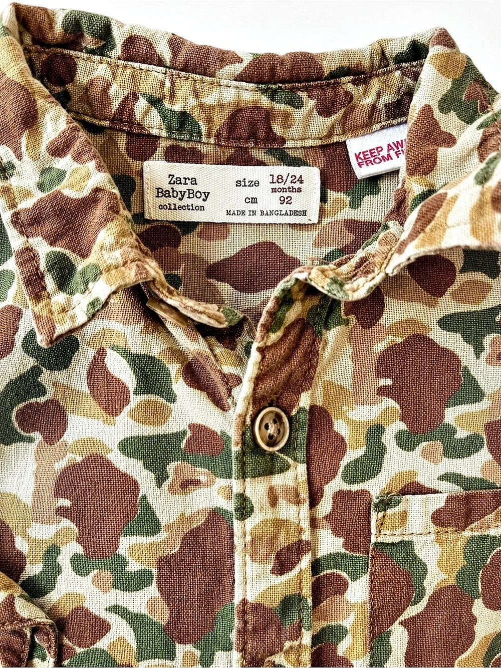 Zara Baby Boy 18–24M Camo Button Front Shirt Boothbay Harbor